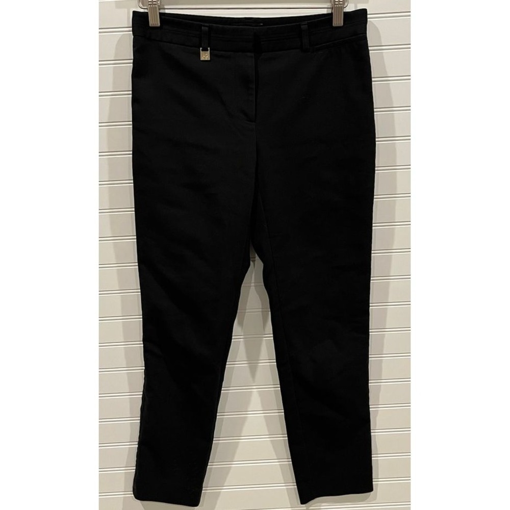 Karl Lagerfeld Paris Black Pants Trousers Career Gold Logo Detail Size 6